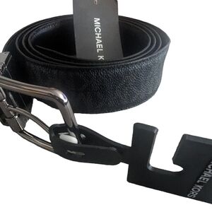 MK mens reversible cut-to-size singature canvas dress Black belt